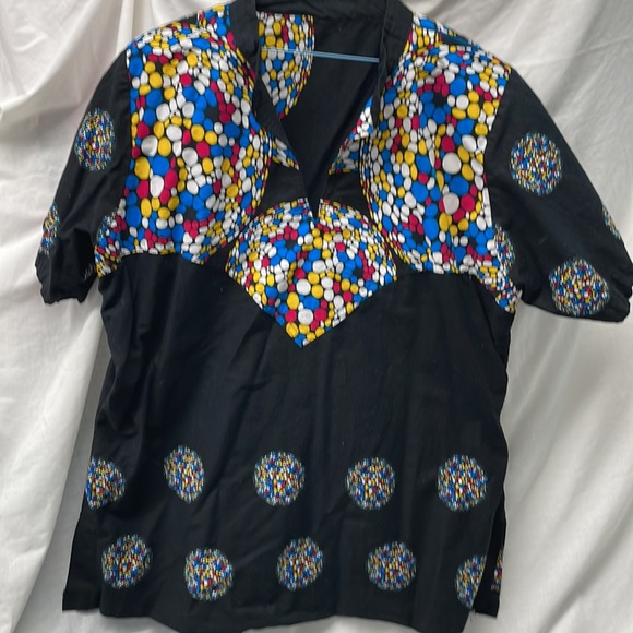 African inspired kente cloth dashiki 2 piece short set men sz L-xl - Picture 3 of 7